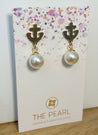 Anchor Stud Pearl Drop Earrings