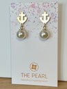 Anchor Stud Pearl Drop Earrings