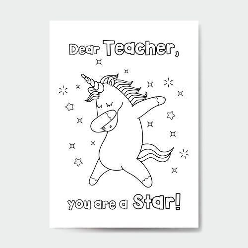 Printable Coloring Card for Teacher - You Are a Star – thepearlns