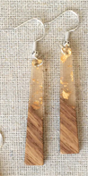 Wood &  Resin Rectangles with Gold Flakes - Long